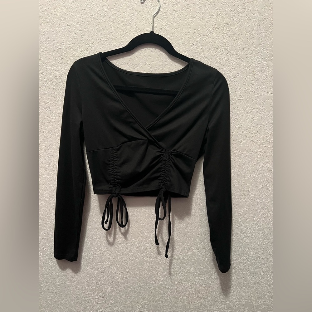 Black crop top with long sleeves